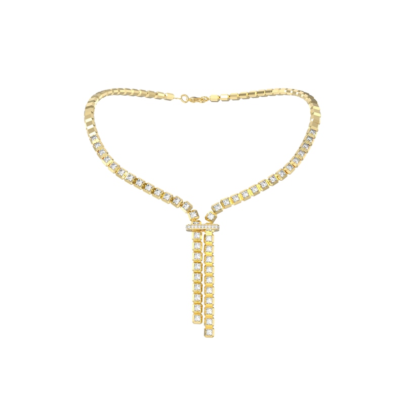 Main Image 1 of Guess Ace Of Diamonds Women's Crystal Cube Y-Necklace in Gold-Tone