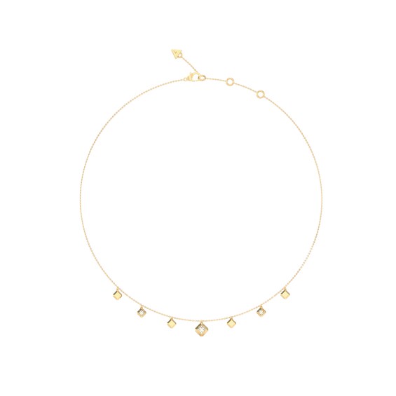 Guess Ace Of Diamonds Womens Crystal Multi-Charm Necklace