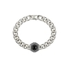 Thumbnail Image 1 of Guess Lion King Men's Black Hexagonal Crystal Charm Silver Bracelet 8.3"