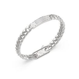 GUESS 7mm 4G Logo Pavé ID Plate Bracelet
