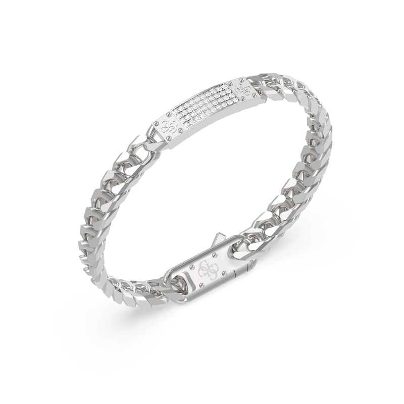 Main Image 1 of GUESS 7mm 4G Logo Pavé ID Plate Bracelet