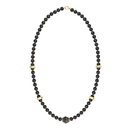 Guess Lion King Men's Black Beaded Necklace 23"