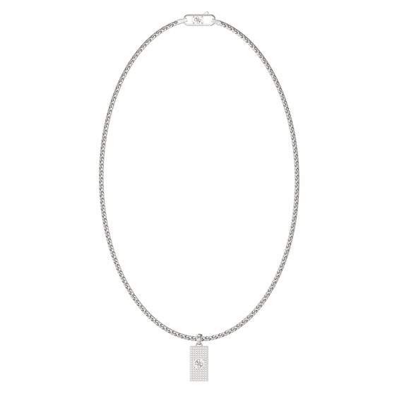 GUESS 26" 4G Logo Pavé Tag Pendant Necklace