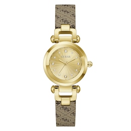 Guess Ginger Women's Champagne Dial & Beige Leather Strap Watch