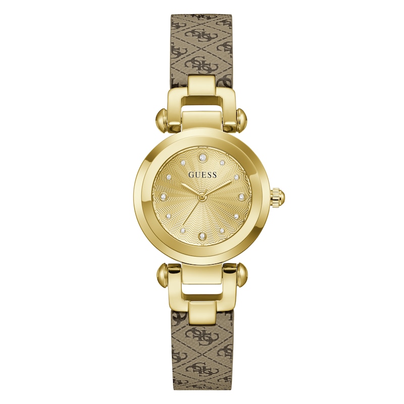 Main Image 1 of Guess Ginger Women's Champagne Dial & Beige Leather Strap Watch