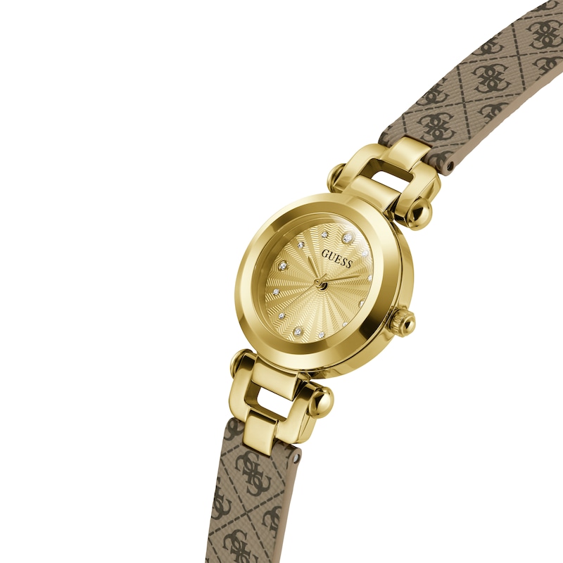 Main Image 4 of Guess Ginger Women's Champagne Dial & Beige Leather Strap Watch