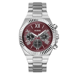 Guess Equity Men's Red Dial & Stainless Steel Bracelet Watch