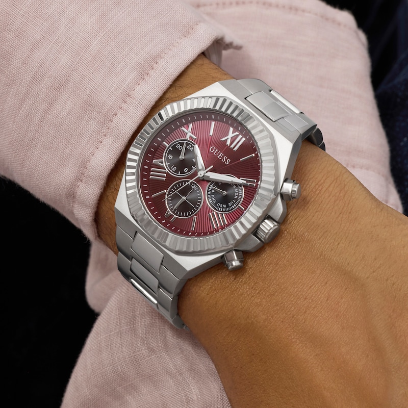 Main Image 3 of Guess Equity Men's Red Dial & Stainless Steel Bracelet Watch