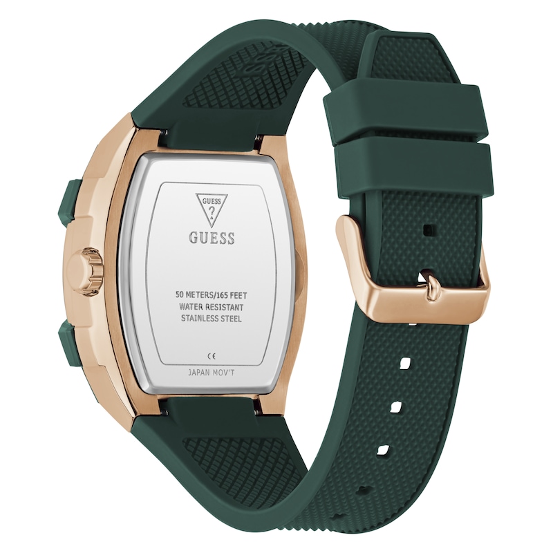 Main Image 3 of Guess Phoenix Men's Green Dial & Silicone Strap Watch