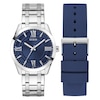 Thumbnail Image 1 of Guess Men's 44mm Blue Dial Interchangeable Stainless Steel Bracelet And Navy Silicone Strap Watch