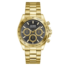 Guess Arthur Black Dial & Gold Tone Bracelet Watch