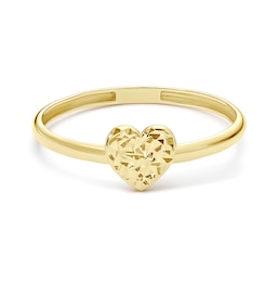 9ct Yellow Gold Diamond Cut Heart Ring