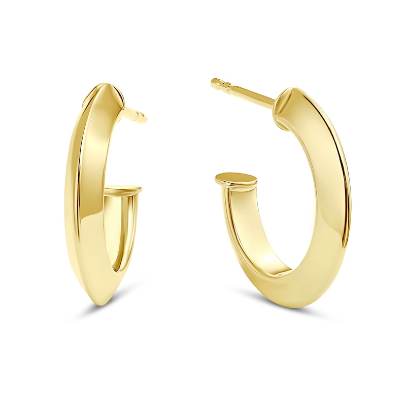 Main Image 1 of 9ct Yellow Gold Knife Edge Half Hoop Earrings