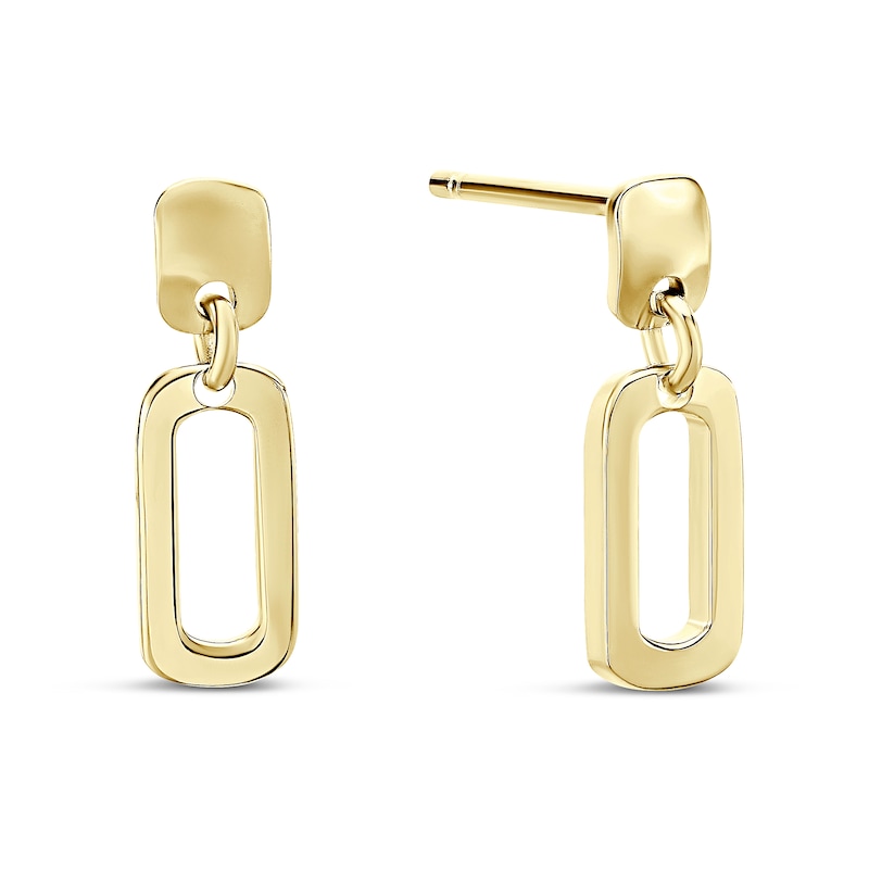 Main Image 1 of 9ct Yellow Gold Open Rectangle Drop Earrings