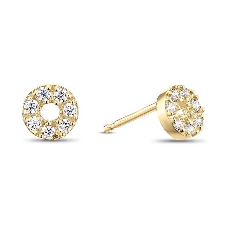 Main Image 1 of 9ct Yellow Gold Cubic Zirconia Circle Stud Earrings
