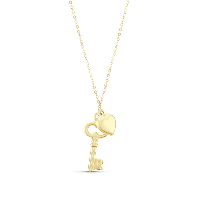 Main Image 1 of 9ct Yellow Gold Heart & Key Pendant