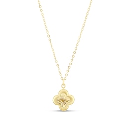 9ct Yellow Gold Diamond Cut Clover Pendant