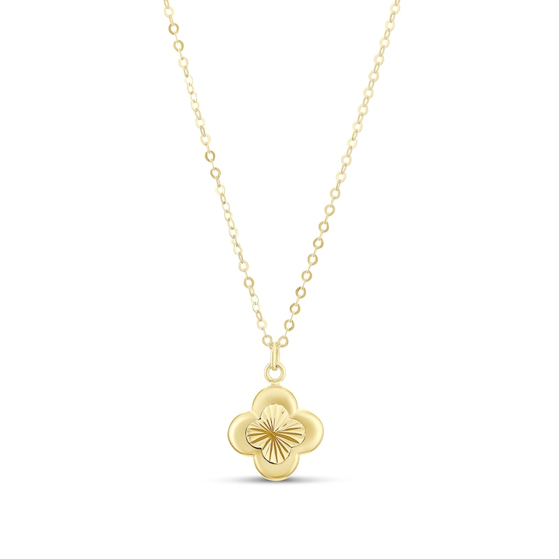 Main Image 1 of 9ct Yellow Gold Diamond Cut Clover Pendant