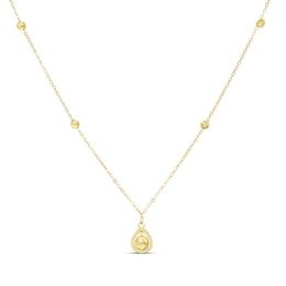 9ct Yellow Gold Droplet Diamond Cut Bead Station Necklace