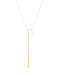 9ct Yellow Gold Heart Bar Lariat Necklace