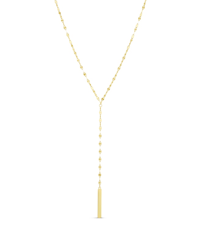 Main Image 1 of 9ct Yellow Gold Fancy Chain Bar Lariat Necklace