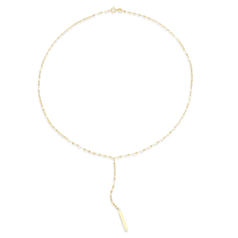 Main Image 2 of 9ct Yellow Gold Fancy Chain Bar Lariat Necklace