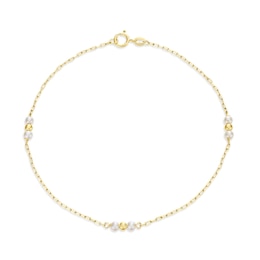 9ct Yellow Gold Freshwater Pearl Gold Bead Station Bracelet