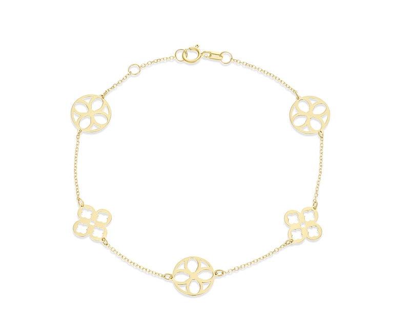 Main Image 1 of 9ct Yellow Gold Cut Out Clover Motif Bracelet