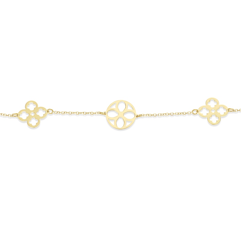 Main Image 2 of 9ct Yellow Gold Cut Out Clover Motif Bracelet
