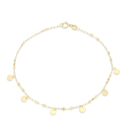 9ct Yellow Gold Disc Droplet Fancy Chain Bracelet