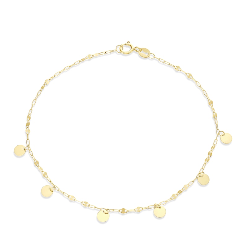 Main Image 1 of 9ct Yellow Gold Disc Droplet Fancy Chain Bracelet