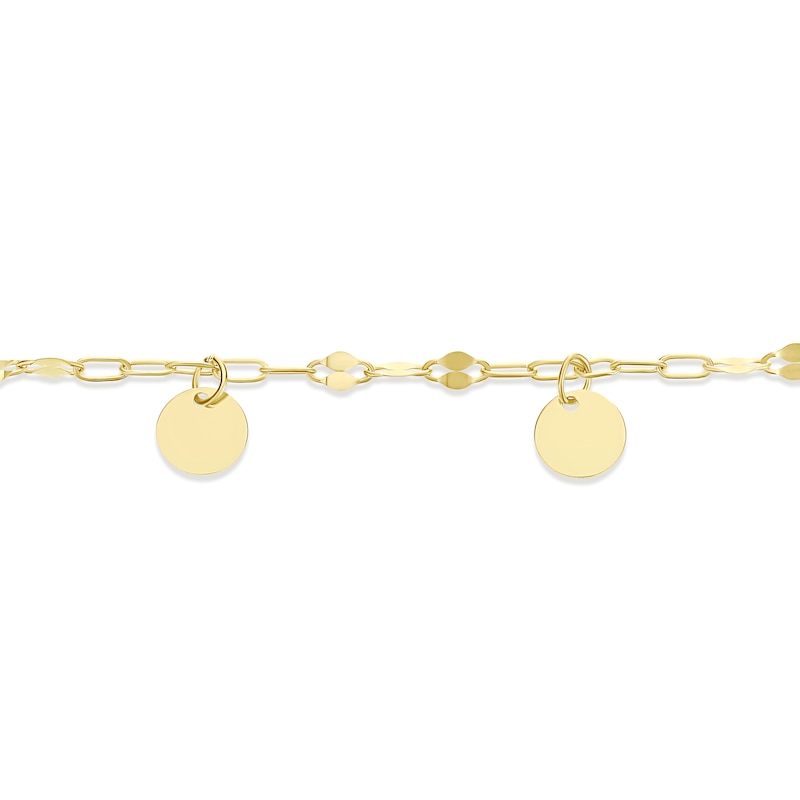 Main Image 2 of 9ct Yellow Gold Disc Droplet Fancy Chain Bracelet