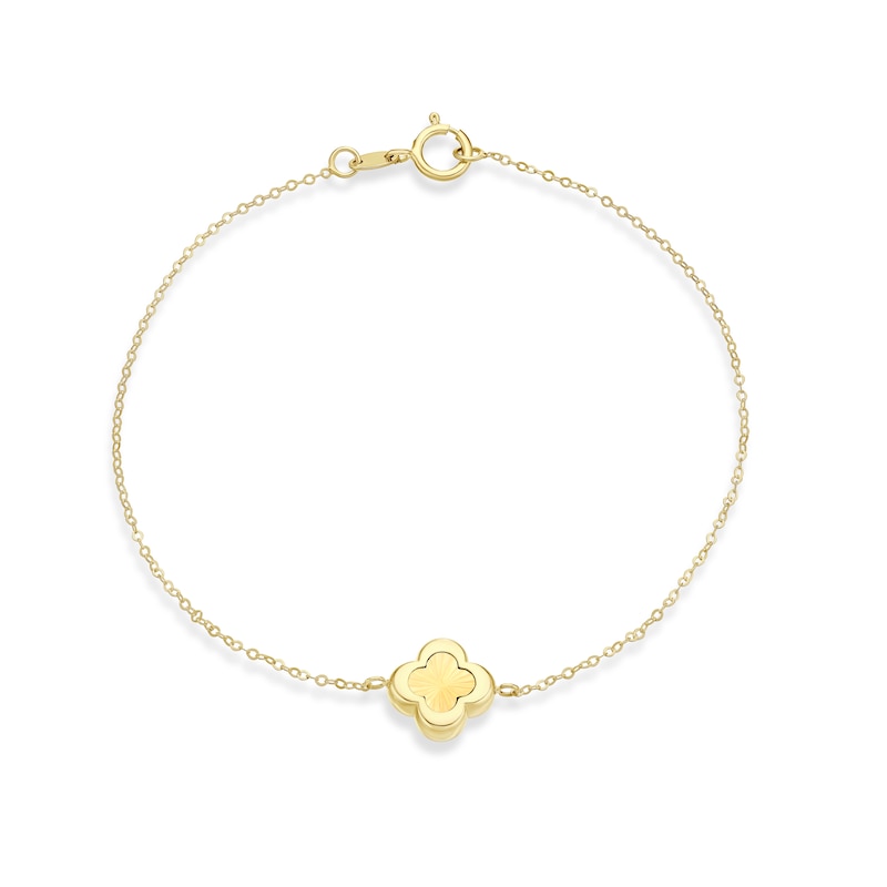 Main Image 1 of 9ct Yellow Gold Diamond Cut Clover Chain Bracelet