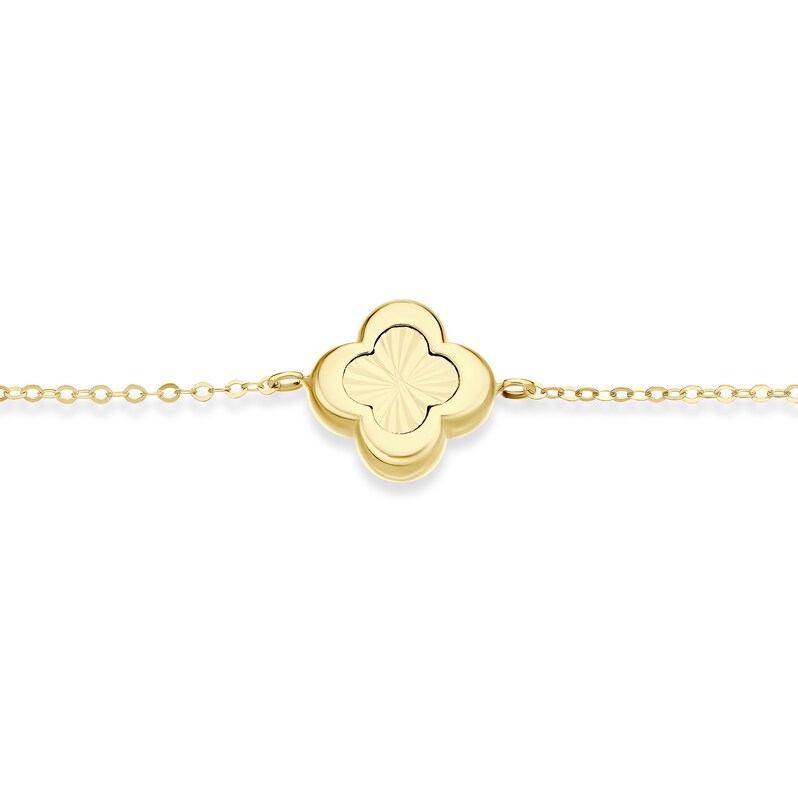 Main Image 2 of 9ct Yellow Gold Diamond Cut Clover Chain Bracelet
