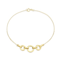9ct Yellow Gold Triple Circle Bar Chain Bracelet