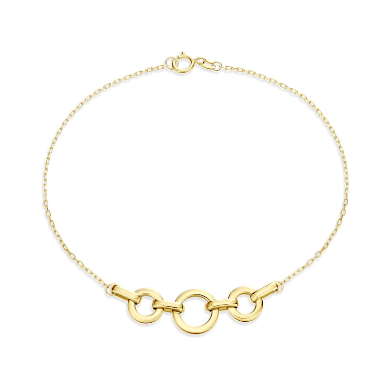 Main Image 1 of 9ct Yellow Gold Triple Circle Bar Chain Bracelet