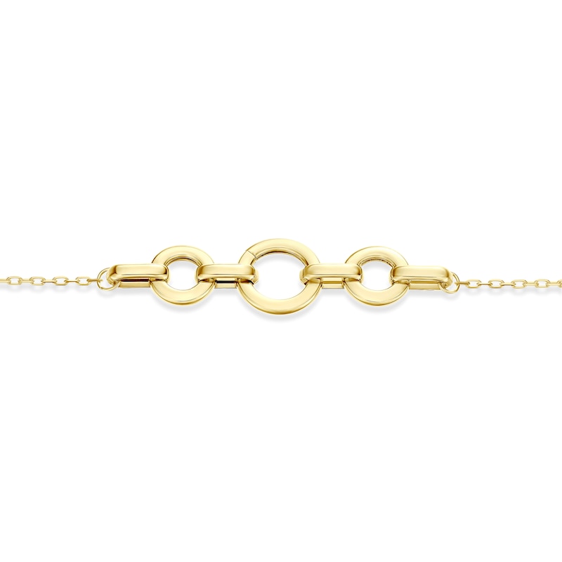 Main Image 2 of 9ct Yellow Gold Triple Circle Bar Chain Bracelet