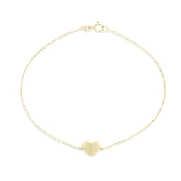 9ct Yellow Gold Concertina Heart Station Chain Bracelet