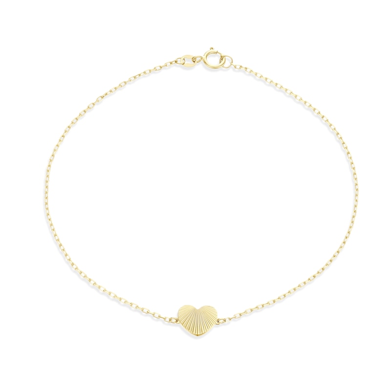 Main Image 1 of 9ct Yellow Gold Concertina Heart Station Chain Bracelet