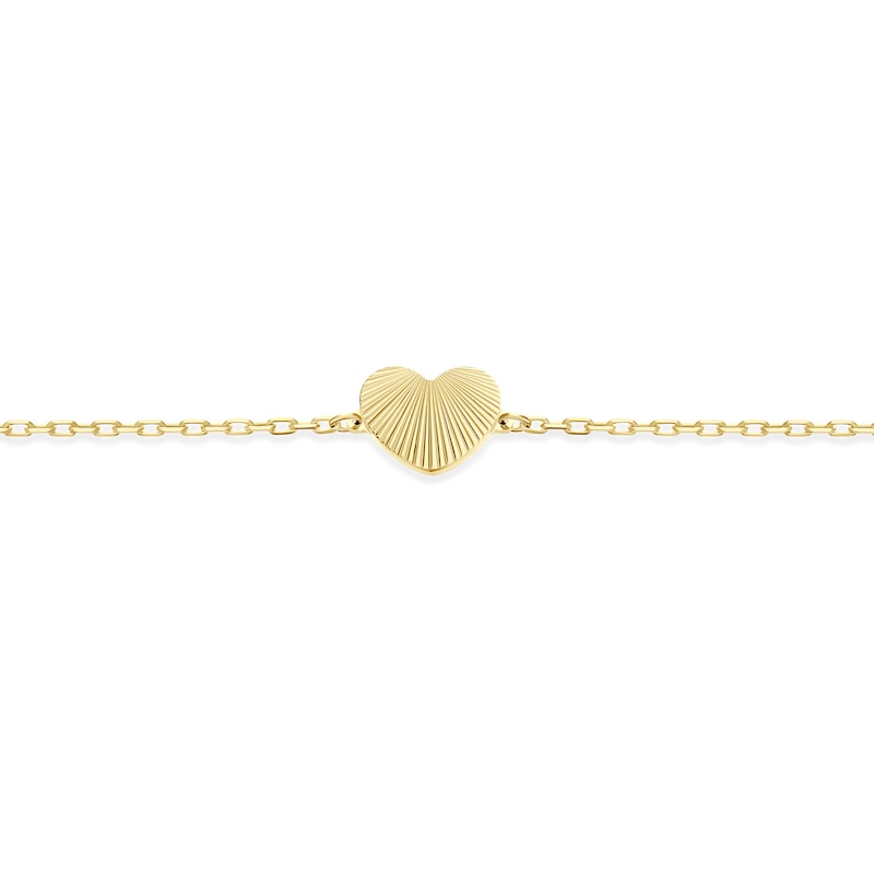Main Image 2 of 9ct Yellow Gold Concertina Heart Station Chain Bracelet