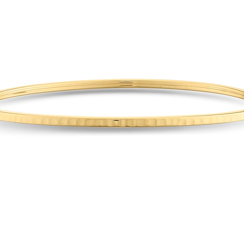 Main Image 2 of 9ct Yellow Gold Diamond Cut Textured Bangle