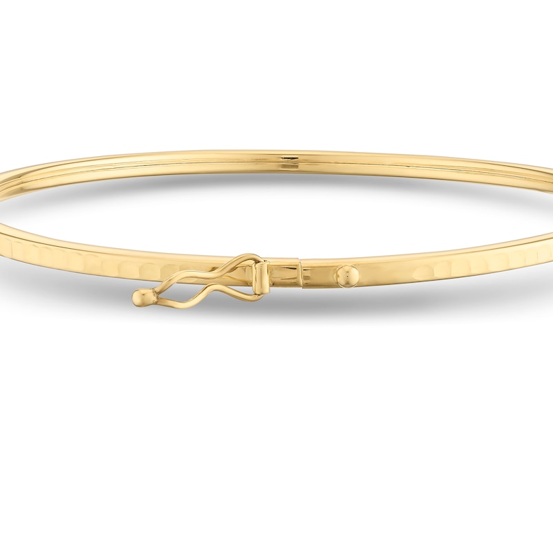 Main Image 3 of 9ct Yellow Gold Diamond Cut Textured Bangle