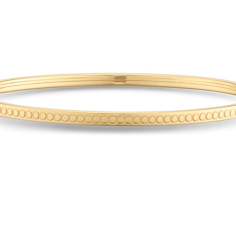 Main Image 2 of 9ct Yellow Gold Beaded Textured Bangle