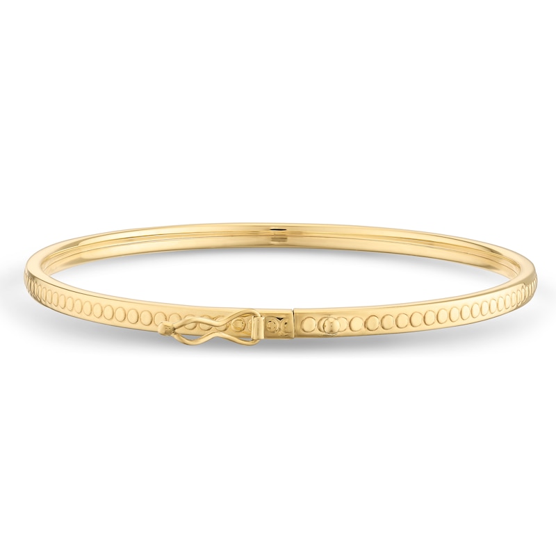 Main Image 3 of 9ct Yellow Gold Beaded Textured Bangle