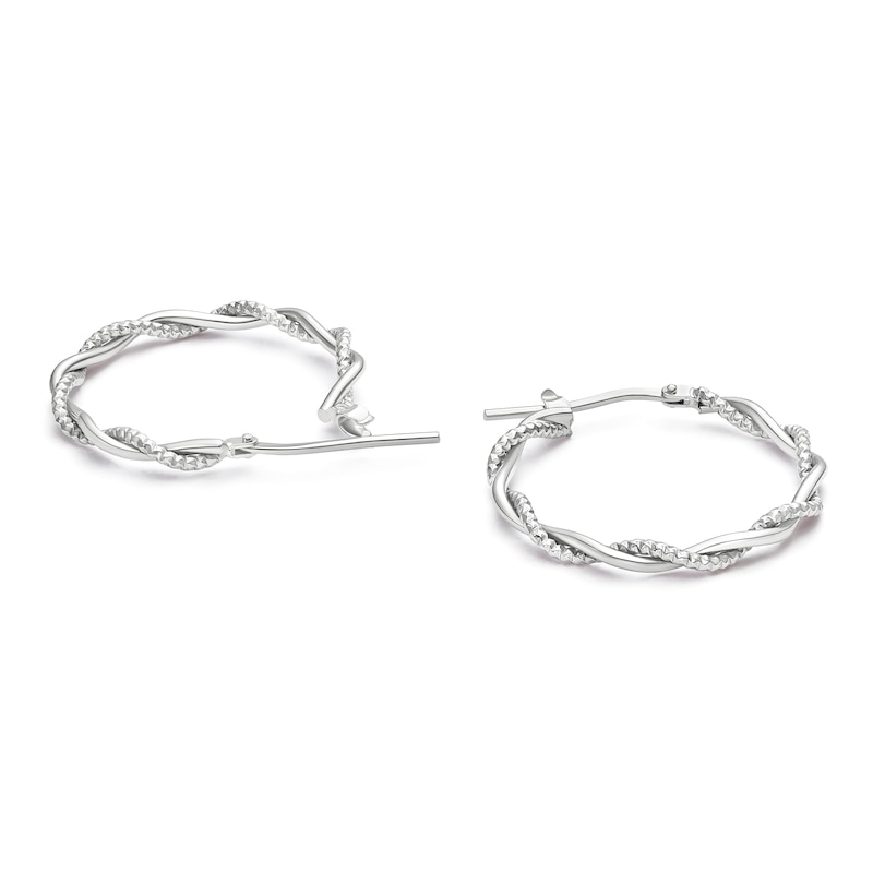 Main Image 2 of Sterling Silver Polish & Textured Twist Hoop Earrings