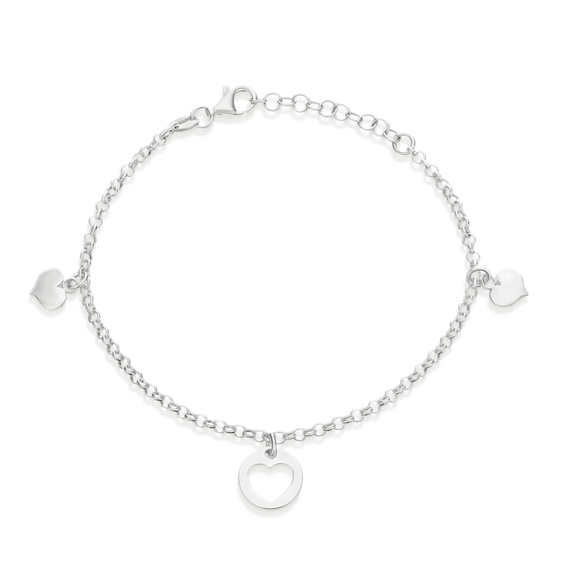 Main Image 1 of Sterling Silver 3 Heart Charm Bracelet