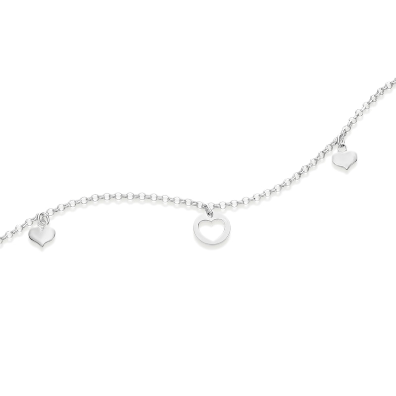 Main Image 2 of Sterling Silver 3 Heart Charm Bracelet