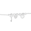Thumbnail Image 2 of Sterling Silver Clover, Key & Cubic Zirconia Heart Charm Bracelet