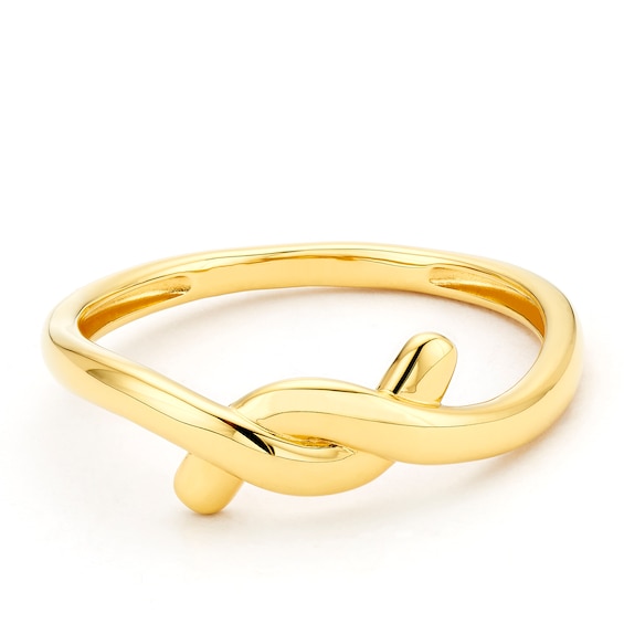 Sterling Silver Yellow Gold Plated Twist Knot Ring