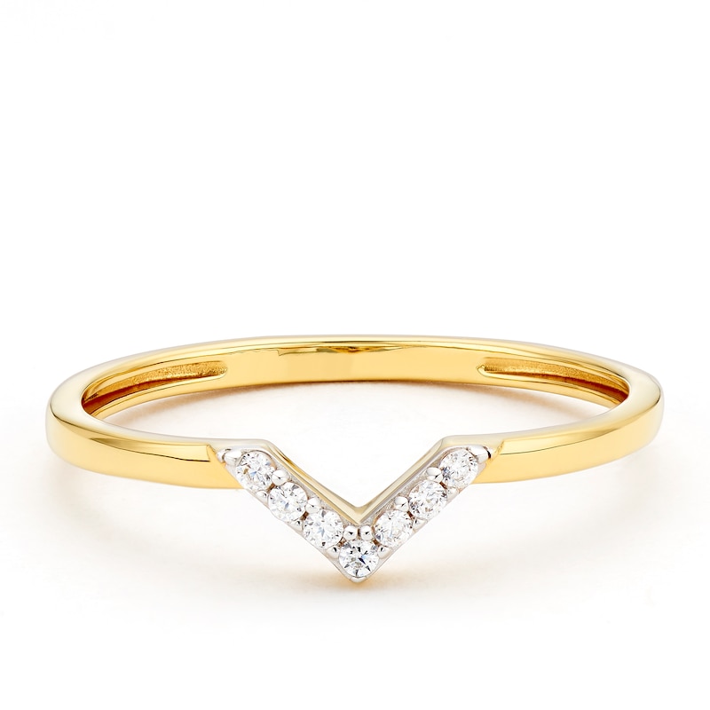 Main Image 1 of Sterling Silver Yellow Gold Plated Cubic Zirconia V Ring
